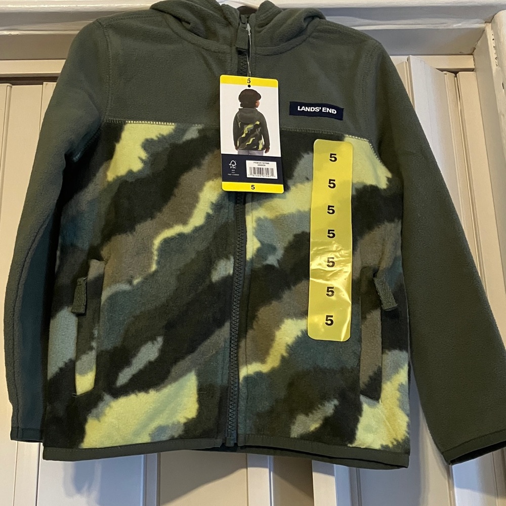 Lands' End Kids' Green Camo Hoodie . Size 5